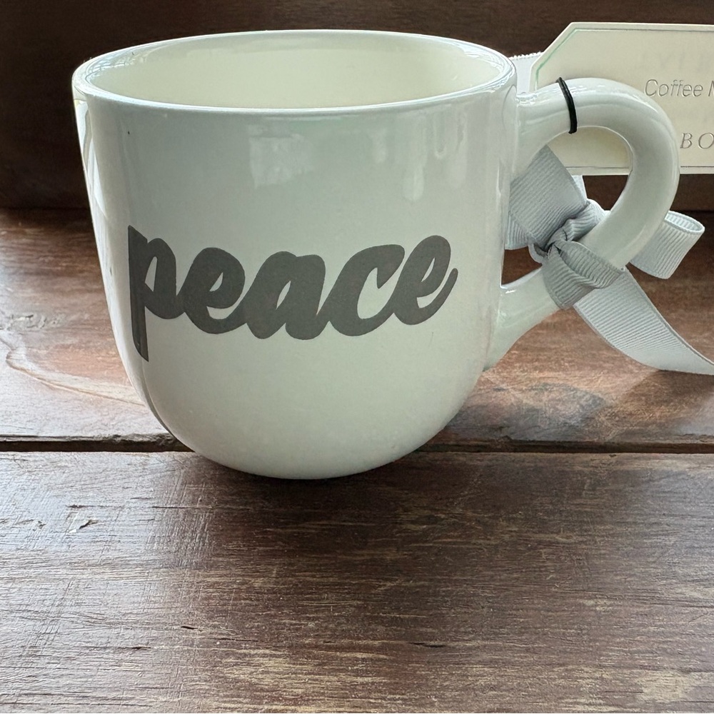 NWT Talbots coffee mug PEACE.  Dishwasher safe.  Microwave safe.